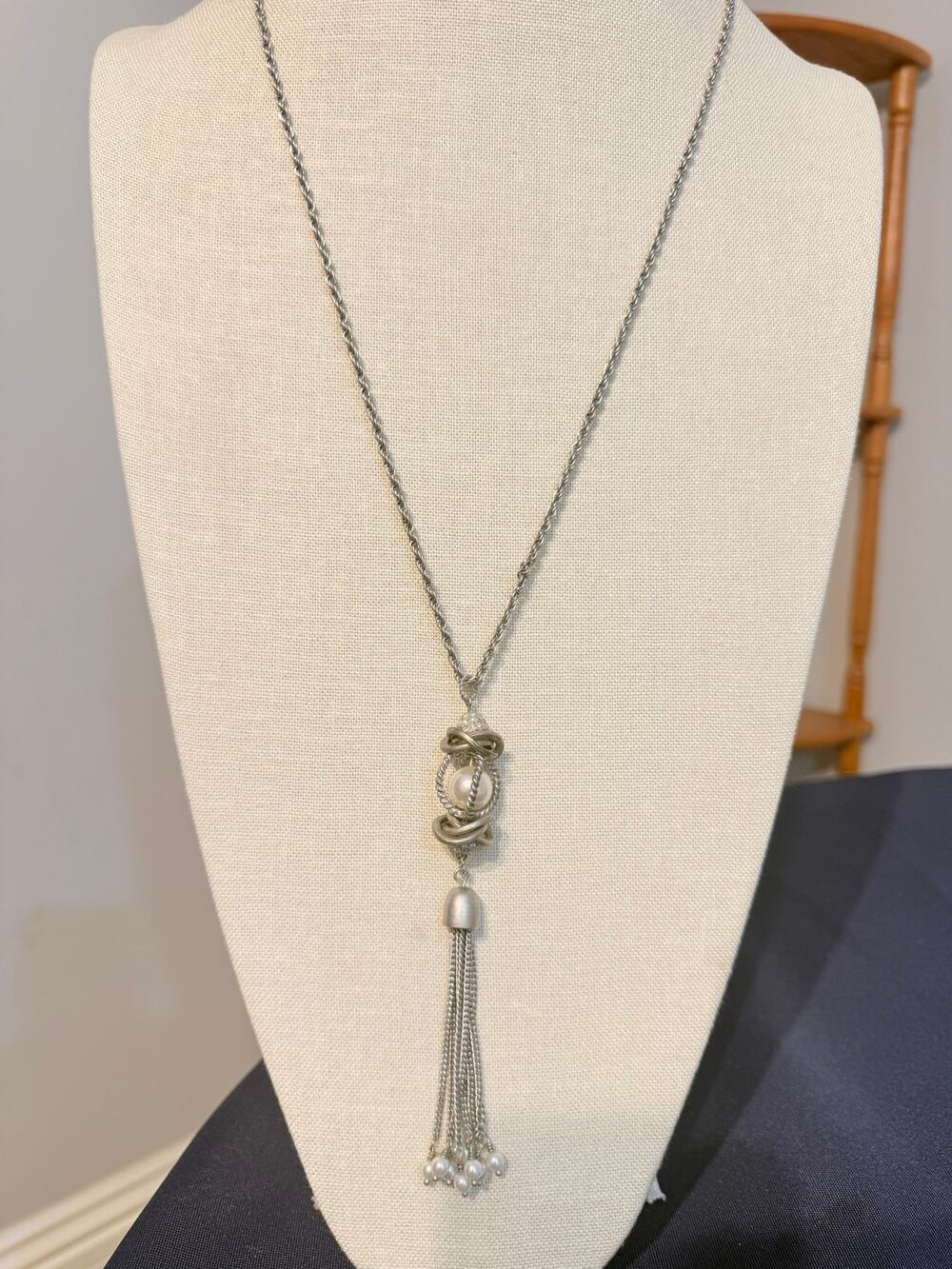 Lia Sophia 26” Faux Pearl Tassel Pendant Necklace